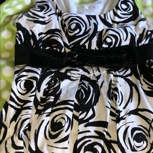 Black and white maurices dress with flowers & belt